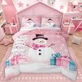 thumbnail image 1 of Homewish Kawaii Pink Snowman Full Size Comforter Sets for Teens, Winter Xmas Tree Snowflake Bedding Comforter Set, Fairy Tale Style Reversible Bedding Sets, Luxury Bedroom Decor, 3-Piece, 1 of 8