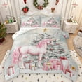 thumbnail image 1 of Manfei Kawaii Pink Unicorn Bedding Comforter Set,Christmas Gifts Xmas Tree Twin Comforter Sets,Happy New Year Bedding Set For Gir L Kids,Breathable Home Decor Reversible,2-Piece, 1 of 8