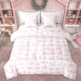thumbnail image 1 of Manfei Kawaii Pink Xmas Tree Twin Bedding Sets 7-Piece, Western Santa Claus Bedding Comforter Set, Farmhouse Lodge Cabin Reversible Sheet Sets, Microfiber Bedroom Decor, 1 of 7