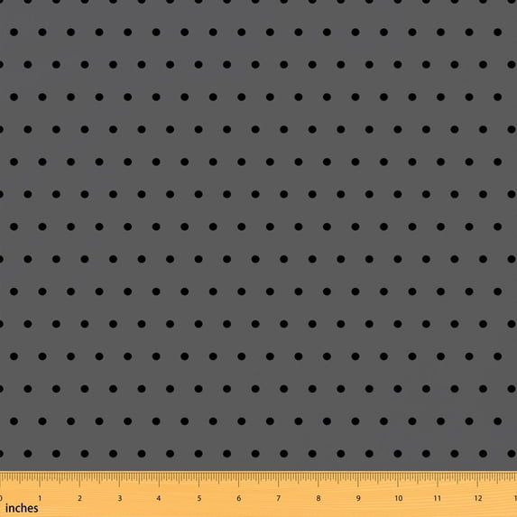 Manfei Kawaii Polka Dots Fabric by the Yard 3 Yards, Cartoon Room Decor Fabric by the Yard, Charcoal Gray