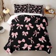 thumbnail image 1 of Manfei Kawaii Polka Dots Quilt Full For Girls,Cute Ribbon Bow Print Full Bedspread Sets For Princess,3 Pieces, 1 of 7