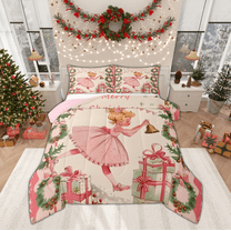 Manfei Kawaii Princess Bedding Comforter Set for Girls, Dreamy Fairy Tale Twin Comforter Sets, Christmas Tree Gifts Reversible Bedding Set, Luxury Bedroom Decor, 2 Pieces