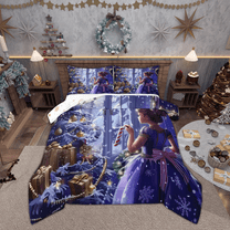 Manfei Kawaii Princess Bedding Comforter Set for Girls, Dreamy Fairy Tale Twin Comforter Sets, Christmas Tree Gifts Reversible Bedding Set, Super Cozy Room Decor, 2-Piece