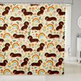 thumbnail image 1 of Manfei Kawaii Puppy Art Shower Curtain 72Wx78L, Spring Flower Bath Curtain, Cream Brown, 1 of 5