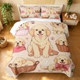 thumbnail image 1 of Manfei Kawaii Puppy Twin Quilt Set, Cartoon Bow Dog Twin Coverlet Set, Cream Pink, 2-Piece, 1 Bedspread and 1 Pillowcase, 1 of 7