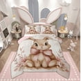 thumbnail image 1 of Feelyou Kawaii Rabbit Bedding Comforter Set, Princess Bowknot Twin Comforter Sets, Cartoon Bunnies Animal Bedding Set, Breathable Room Decorative, 2-Piece, 1 of 8