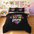 thumbnail image 1 of Manfei Kawaii Rainbow King Size Comforter Sets, Graffiti Color Blocks Comforters King Size, Black Purple, Black Reversible, 3-Piece, 1 Comforter and 2 Pillowcases, 1 of 7
