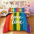 thumbnail image 1 of Manfei Kawaii Rainbow Queen Comforter Set, Printing Love is Love Comforter Sets Queen, Orange Blue, Black Reversible, 3 Pieces, 1 Comforter and 2 Pillowcases, 1 of 7