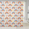 thumbnail image 1 of Manfei Kawaii Rainbow Shower Curtain 72Wx78L, Cartoon Flower Bath Curtain, Cream, 1 of 5