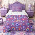 thumbnail image 1 of Manfei Kawaii Rainbow Twin Comforter Sets 2pcs,Flowers Butterflies Bedding Set,1 Comforter and 1 Pillowcase,Reversible, 1 of 6