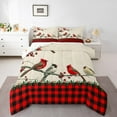 thumbnail image 1 of Manfei Kawaii Red Bird Queen Comforter Set, Black Red Buffalo Bedding Sets, Winter Christmas Festival Reversible Bedding Comforter Set, Ultra Soft Home Decor, 3pcs, 1 of 8