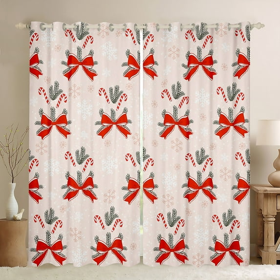 Manfei Kawaii Red Bowknot Curtains Pack of 2 (42x84 Each), Winter Christmas Snowflake Curtains Blackout, Teens Girls Kids Bedroom Curtains, Curtains and Drapes Bedroom Decor