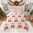 thumbnail image 1 of Manfei Kawaii Red Bowknot Queen Comforter Set, Winter Christmas Snowflake Bedding Sets, Teens Girls Kids Reversible Bedding Comforter Set, Microfiber Bedroom Decor, 3pcs, 1 of 8