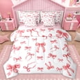 thumbnail image 1 of Manfei Kawaii Red Bowknot Twin Bedding Sets 7-Piece for Girl, Cute Cartoon Ribbon Bedding Comforter Set, Princess Style Reversible Sheet Sets, Lightweight Room Decor, 1 of 8