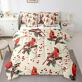 thumbnail image 1 of Manfei Kawaii Red Robin Twin Bedding Sets 7-Piece for Kid, Christmas Animal Birds Bedding Comforter Set, Happy New Year Reversible Sheet Sets, Ultra Soft Home Decor, 1 of 7