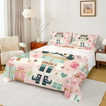 Manfei Kawaii Retro Nutcracker Twin Sheet Sets, Cartoon Christmas Gifts Twin Fitted Sheet, Kids Teen Child Flat Sheet, Super Cozy Room Decor, 3-Piece