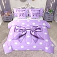 thumbnail image 1 of Manfei Kawaii Ribbon Bow Knot 7 Pieces Bedding Comforter Set for Girls Female Children,Polka Dots Full Bedding Set Lightweight,Dreamy Princess Fitted Sheet Flat Sheet,Microfiber Bedroom Decor, 1 of 8