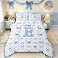 thumbnail image 1 of Manfei Kawaii Ribbon Bow Personalized Initial E Full Size Comforter Sets 3 Pieces for Girls,Romantic Geometric Plaid Bow Tie Bedding Sets for Kids Teens,Microfiber Bedroom Decor, 1 of 6