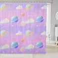 thumbnail image 1 of Manfei Kawaii Ringed Planets Shower Curtain 72Wx72L,Cute Clouds Bathroom Curtain,Pink Purple, 1 of 5
