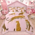 thumbnail image 1 of Manfei Kawaii Rustic Cheetah Bedding Comforter Set for Teen, Pink Woodland Wildlife Twin Comforter Sets, Jungle Animal Reversible Bedding Set, Microfiber Bedroom Decor, 2pcs, 1 of 8