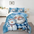 thumbnail image 1 of Manfei Kawaii Santa Claus King Size Comforter Sets,Cute Christmas Snowman Bedding Comforter Set,Mwhite Blue Bedding Set For Girls Kids,Microfiber Bedroom Decor Reversible,3pcs, 1 of 7