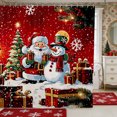 thumbnail image 1 of Manfei Kawaii Santa Claus Snowman Shower Curtain 72Wx78L,Happy New Year Bath Curtain, 1 of 6