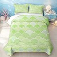 thumbnail image 1 of Manfei Kawaii Sea Princess Quilt King, Marine Fish Tail King Coverlet Set, Green, 3pcs, 1 Bedspread and 2 Pillowcases, 1 of 7
