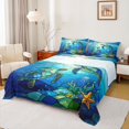 thumbnail image 1 of Manfei Kawaii Sea Turtle Queen Sheets,Cute Ocean Plant Queen Sheet Sets,Blue,4 Pieces,1 Flat Sheet, 1 Fitted Sheet and 2 Pillowcases, 1 of 7