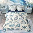 thumbnail image 1 of Manfei Kawaii Seashell Starfish Bedding Comforter Set 7pcs, Cute Marine Sealife Queen Bedding Sets, Vintage Ocean Cartoon Reversible Queen Sheet Sets, Lightweight Room Decor, 1 of 7