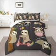thumbnail image 1 of Manfei Kawaii Sloth Bedding Comforter Set for Teen, Cartoon Animal Lover Twin Comforter Sets, Rainbow Flower Print Reversible Bedding Set, Microfiber Bedroom Decor, 2 Pieces, 1 of 8