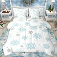thumbnail image 1 of Manfei Kawaii Snowflake Twin Bedding Sets 7-Piece for Teens, Merry Christmas Bedding Comforter Set, White Blue Cartoon Reversible Sheet Sets, Ultra Soft Bedroom Decor, 1 of 7