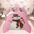 thumbnail image 1 of Manfei Kawaii Snowman Bedding Comforter Set for Kids Children, Merry Christmas Twin Comforter Sets, Snow Cardinal Bird Bedding Set, Pink Home Decor Reversible 2pcs, 1 of 8