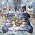 thumbnail image 1 of Manfei Kawaii Snowman Deer 7 Pieces Bedding Comforter Set,Winter Theme Full Bedding Set,White Blue Fitted Sheet Flat Sheet For Girls Kids,Microfiber Bedroom Decor Reversible, 1 of 9