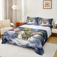 thumbnail image 1 of Manfei Kawaii Snowman Deer Bed Sheets,Winter Theme King Sheets,White Blue Sheet Set For Girls Kids,Microfiber Bedroom Decor,4 Pieces, 1 of 7