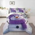 thumbnail image 1 of Manfei Kawaii Snowman Queen Comforter Set,Purple White Bedding Sets,Merry Christmas Bedding Comforter Set For Girls Kids,Microfiber Bedroom Decor Reversible,3 Pieces, 1 of 7