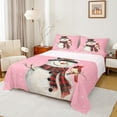 thumbnail image 1 of Manfei Kawaii Snowman Twin Sheet Sets for Kids Children, Merry Christmas Twin Fitted Sheet, Snow Cardinal Bird Flat Sheet, Pink Home Decor 3pcs, 1 of 7