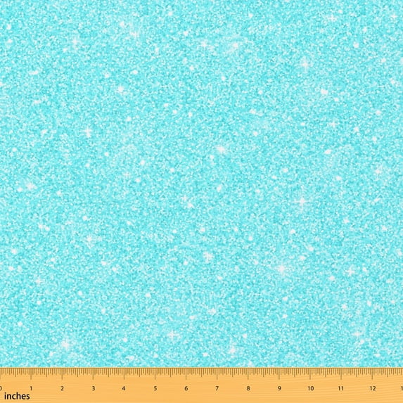 Manfei Kawaii Sparklings Print Fabric by the Yard 3 Yards, Chic Stars Print Room Decor Fabric by the Yard, Light Cyan Glitter