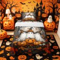 thumbnail image 1 of Manfei Kawaii Spooky Ghost Twin Sheets 3pcs, Halloween Pumpkin Butterfly Bedding, Orange Black Gray,1 Fitted Sheet, 1 Flat Sheet and 1 Pillowcase, 1 of 5
