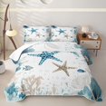 thumbnail image 1 of Manfei Kawaii Starfish Twin Quilt Set,Calm Sea Plant Twin Coverlet Set,White Blue,2-Piece, 1 of 7