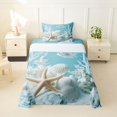 thumbnail image 1 of Manfei Kawaii Starfish Twin Sheets,Cute Sea Plant Bedding,White Blue,3-Piece,1 Fitted Sheet and 1 Pillowcase, 1 of 7