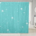 thumbnail image 1 of Manfei Kawaii Stars Shower Curtain 72Wx72L,Cute Cartoon Themed Bathroom Curtain,Cyan White, 1 of 5
