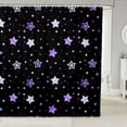 thumbnail image 1 of Manfei Kawaii Stars Shower Curtain 72Wx84L,Kawaii Cartoon Polka Dot Bathroom Shower Curtain,Purple Black, 1 of 5