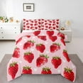 thumbnail image 1 of Manfei Kawaii Strawberry Full Size Comforter Sets,Red Fruit Bedding Comforter Set,Heart Print Bedding Sets,Breathable Bedroom Decor Reversible,3 Pieces, 1 of 8