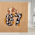 thumbnail image 1 of Manfei Kawaii Sunflowers Cattle Shower Curtain 72Wx72L,Number 67 Graphic Cow Print Bathroom Curtain,Beige White, 1 of 6