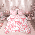 thumbnail image 1 of Manfei Kawaii Sweet Girl Bedding Comforter Set 7 Pieces for Teen, Pink Cheetah Print Full Bedding Set, Modern Fashion Reversible Fitted Sheet Flat Sheet, Breathable Home Decor, 1 of 8