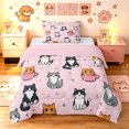 thumbnail image 1 of Manfei Kawaii Teacup Cat Twin Comforter Sets, Triangle Abstract Bedding Set, Pink, Pink Reversible, 2-Piece, 1 Comforter and 1 Pillowcase, 1 of 7
