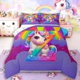 thumbnail image 1 of Manfei Kawaii Unicorn 2pcs Bedding Comforter Set,Personalized Initial Twin Comforter Sets,Gradient Rainbow Breathable Bedding Set,Super Cozy Animal Room Decorative,Reversible, 1 of 8