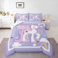thumbnail image 1 of Manfei Kawaii Unicorn Full Size Comforter Sets,White Cloud Print Bedding Comforter Set,Polkadot Reversible,3 Pieces,1 Comforter and 2 Pillowcases, 1 of 7