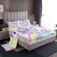thumbnail image 1 of Manfei Kawaii Unicorn Full Size Sheets,Colorful Flowers Stars Pattern Bed Sheets,Cute Cartoon Rainbow Sheet Sets For Girls Kids,Luxury Bedroom Decor,4 Pieces, 1 of 7