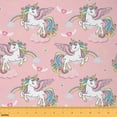 thumbnail image 1 of Manfei Kawaii Unicorn Sewing & Crafting Fabric (1 Yard), Cute Heart Rainbow Home Decor Fabric by the Yard, Kids Girls Pink DIY Fabric, 1 of 6